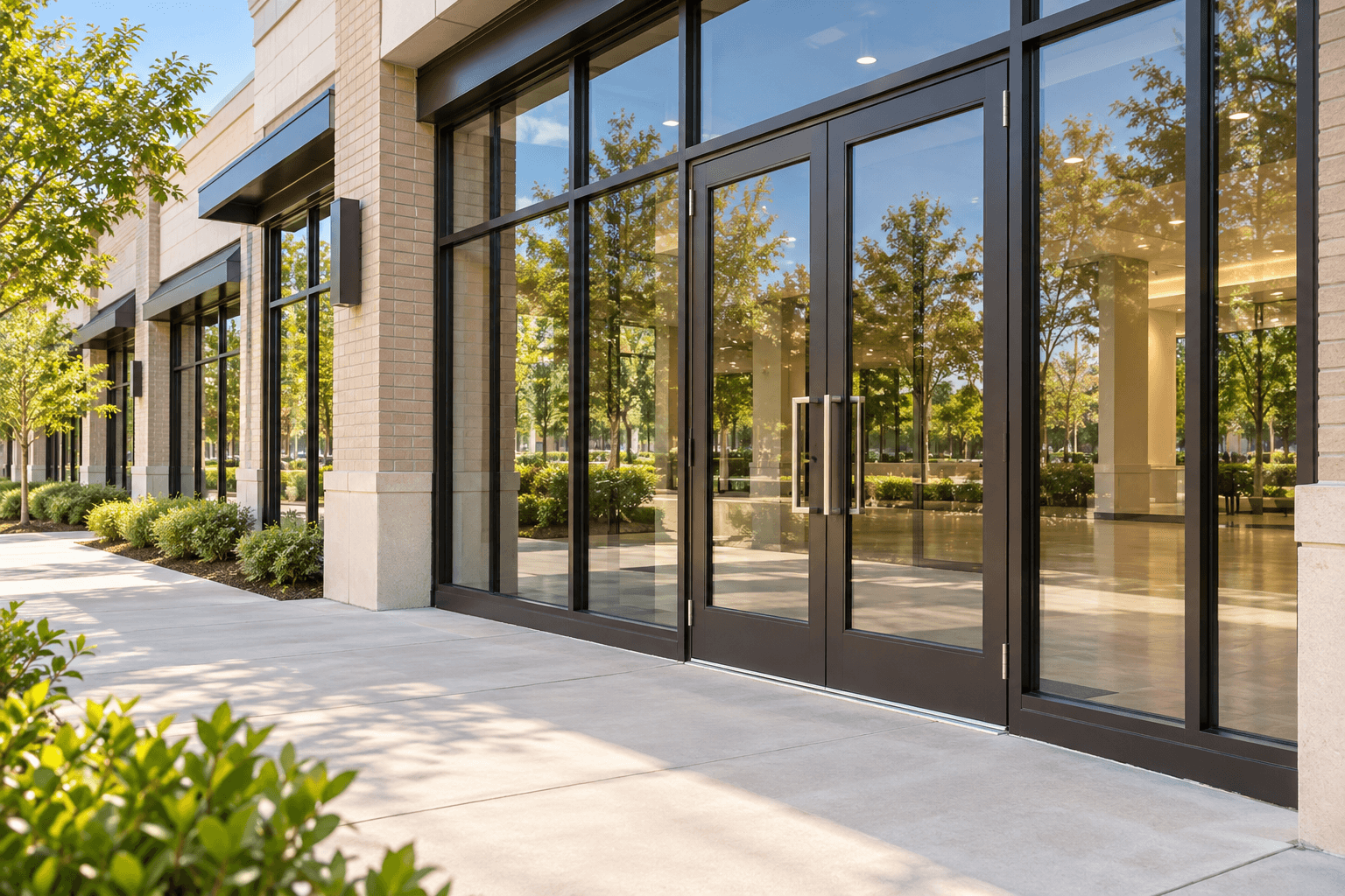 Illustrative commercial glass entrance